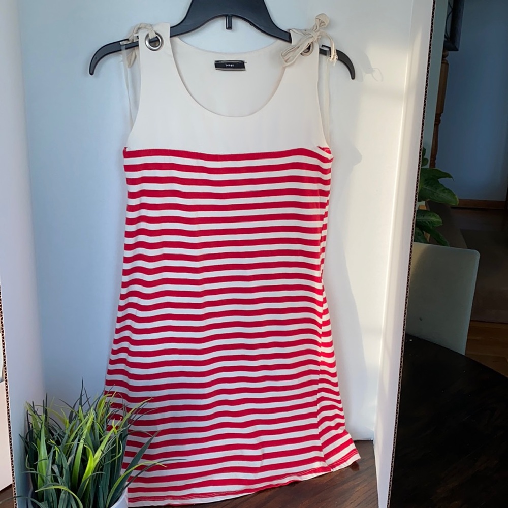 Adorable I•ner brand cream and red striped dress